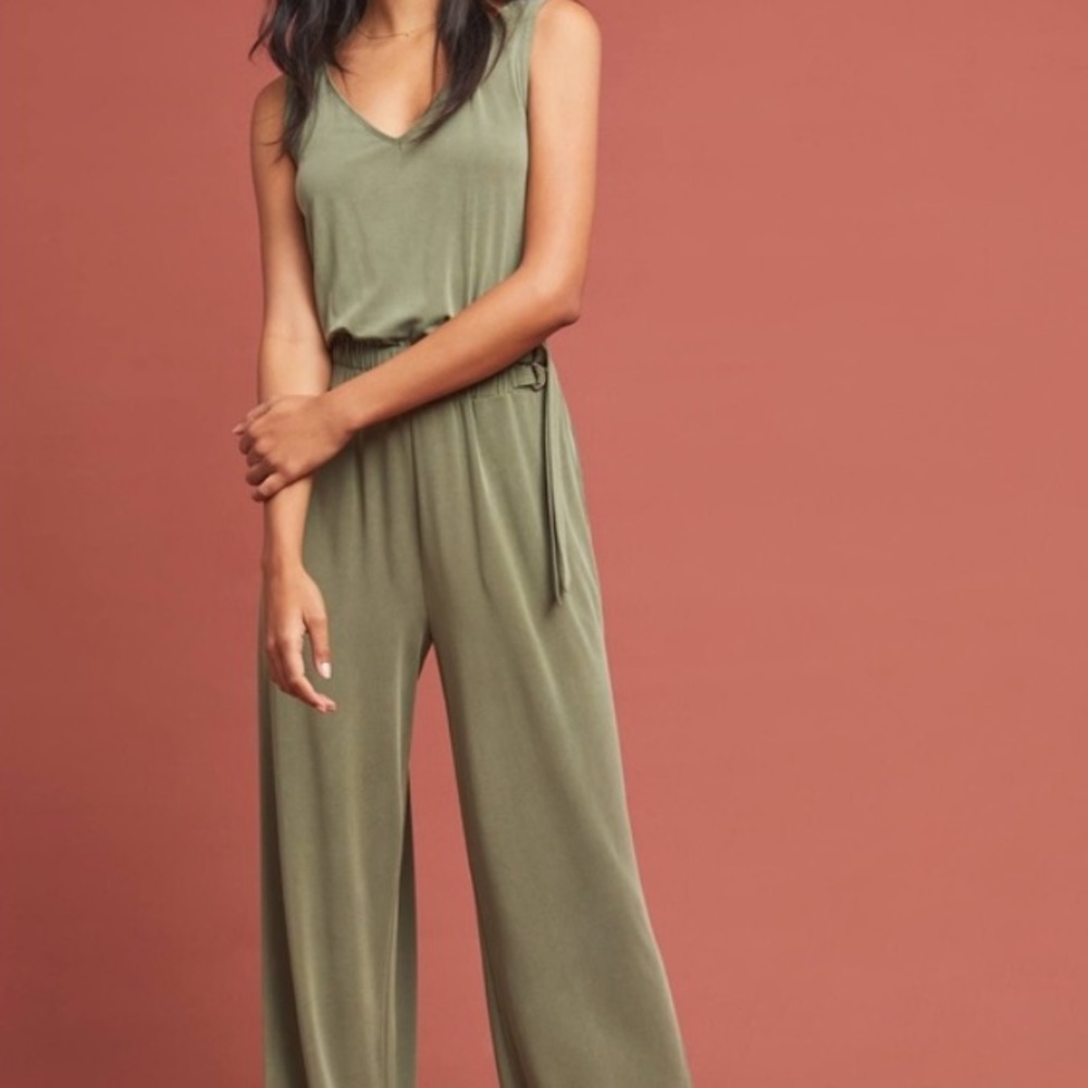 Anthropologie Olive Green Jumpsuit